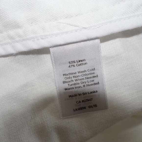Talbots Women's Straight Leg Linen Cotton Pants Size 4 Petite White Classic Rise - Picture 4 of 6